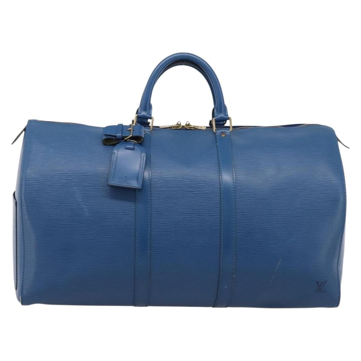 Louis Vuitton Keepall Epi Leather, Blue, Leather, Travel Bag
