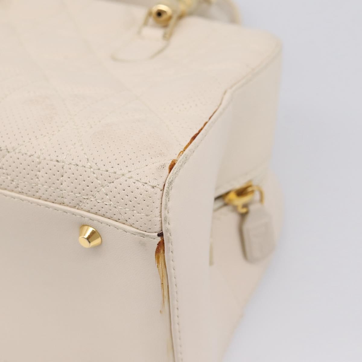 Christian Dior Vintage Leather, White, Leather, Tote Bag
