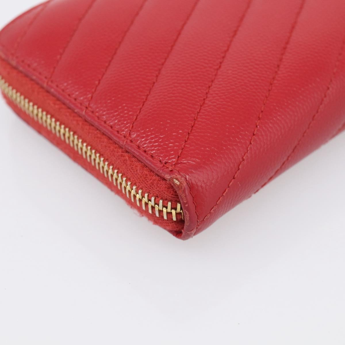 Saint Laurent Loulou Zip Around Matelasse Chevron Leather, Red, Leather, Wallet