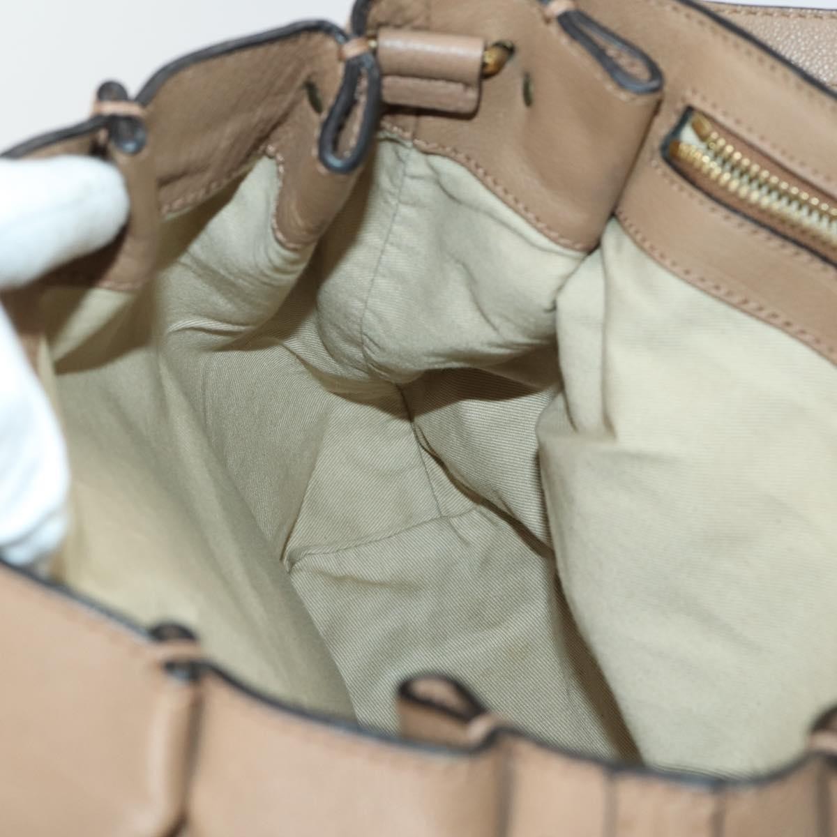 Chloe Elsie Convertible Satchel Leather, Beige, Leather, Handbag