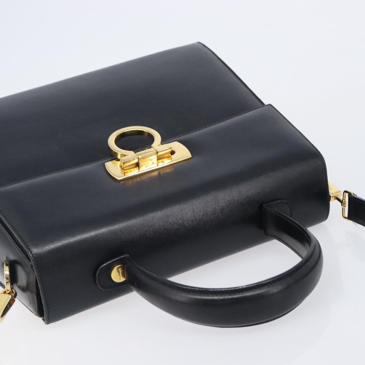 Salvatore Ferragamo Convertible Top Handle Leather, Black, Leather, Handbag