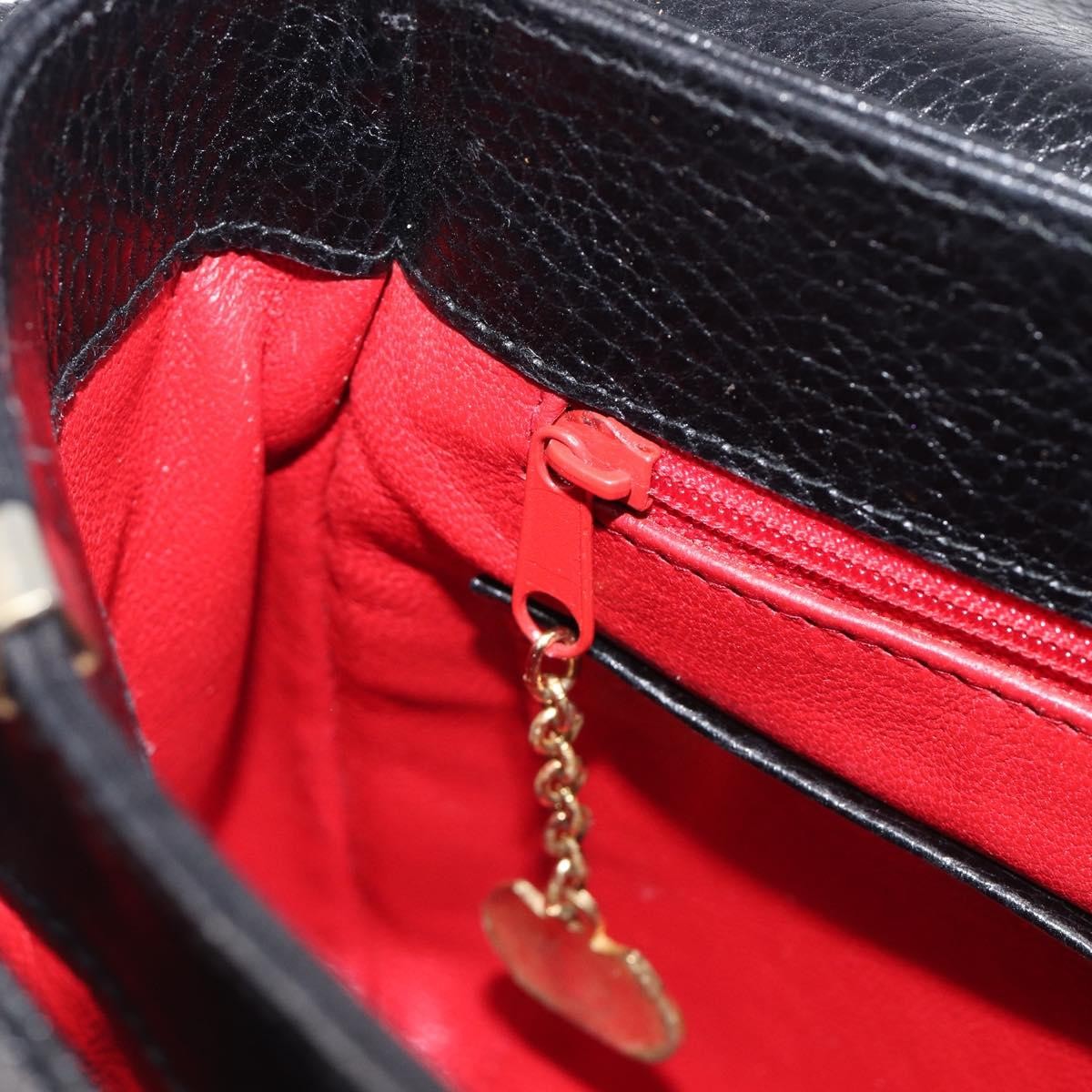 Celine Vintage Circle Logo Leather, Black, Leather, Crossbody Bag