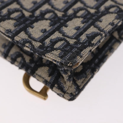 Christian Dior Vertical Saddle Chain Oblique Canvas, Navy, Canvas, Clutch