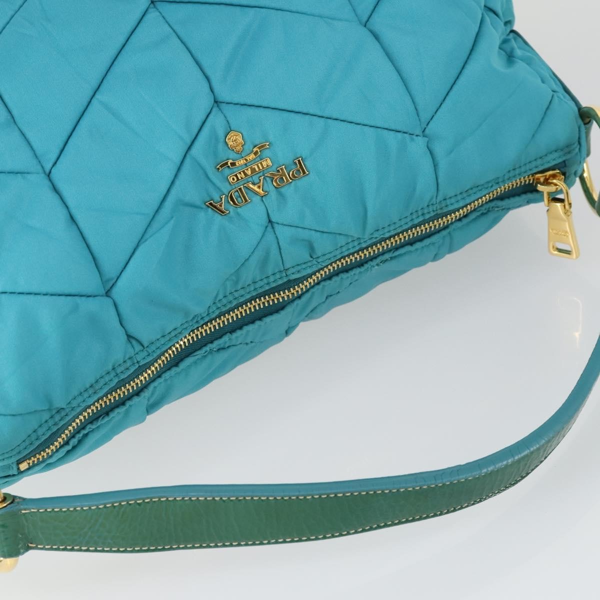 Prada Zip Hobo Chevron Tessuto, Blue, Nylon, Shoulder Bag