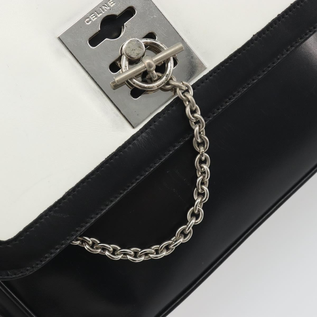 Celine Vintage Macadam Canvas, White, Leather, Shoulder Bag