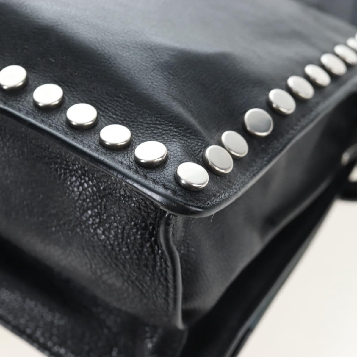 Prada Etiquette Flap Studded Glace Calfskin, Black, Leather, Handbag