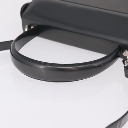 Salvatore Ferragamo Gancini Leather, Gray, Patent Leather, Handbag