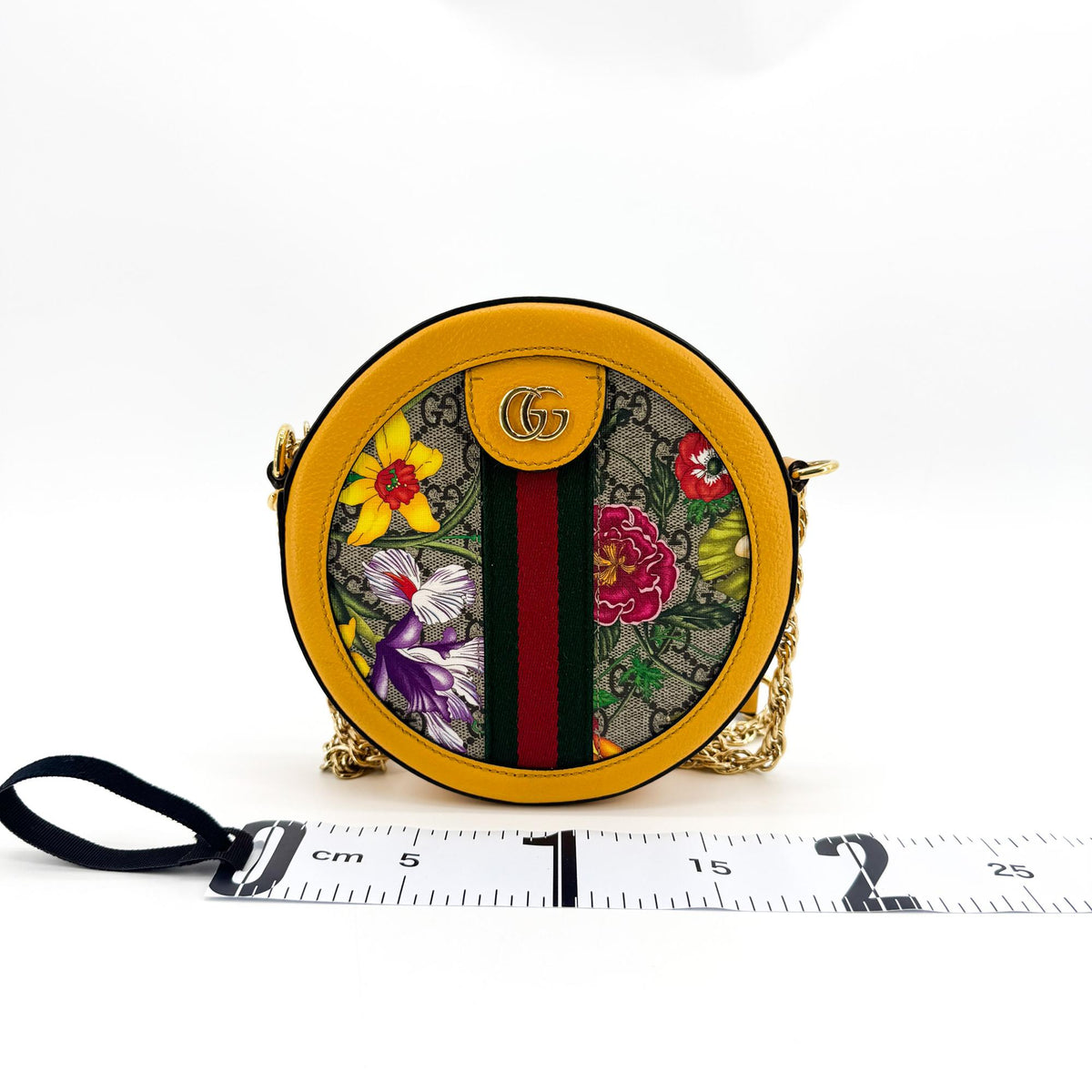 Gucci Ophidia Round Flora GG Coated Canvas, Beige, Canvas, Shoulder Bag