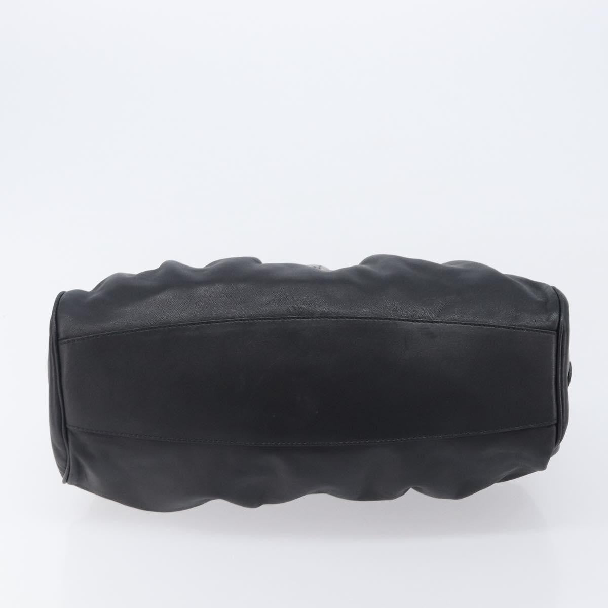 Salvatore Ferragamo Gancini Leather, Black, Leather, Handbag