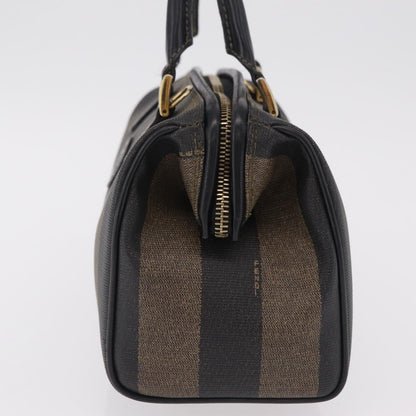 Fendi Vintage Pequin Boston Coated Canvas, Brown, Canvas, Handbag
