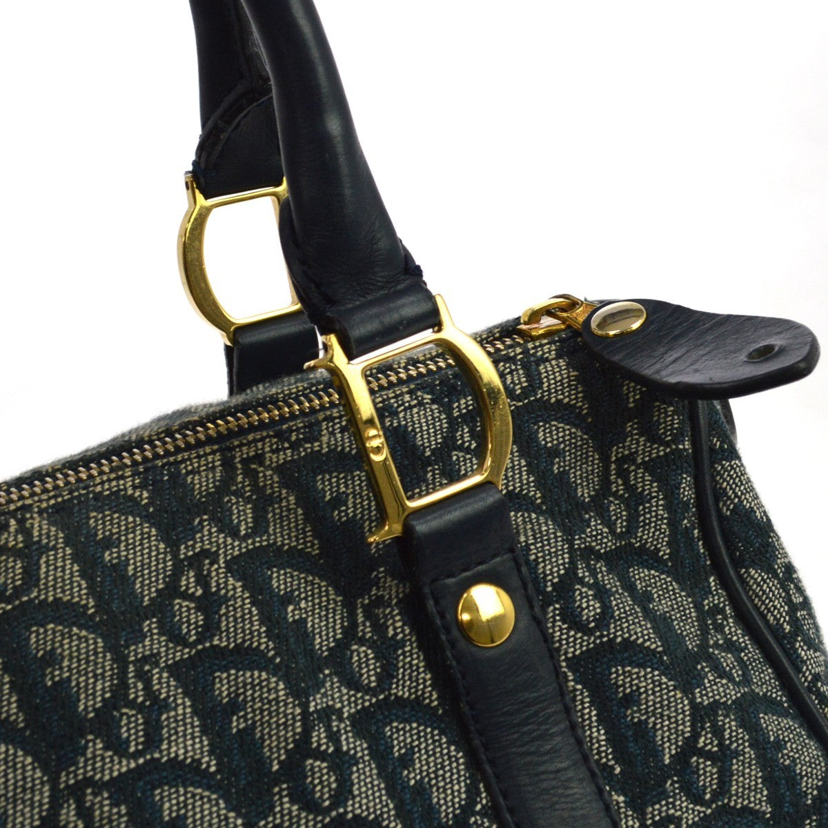 Christian Dior Vintage Trotter Boston Diorissimo Canvas, Navy, Canvas, Handbag