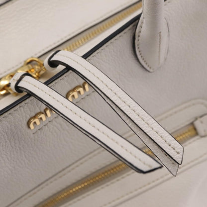 Miu Miu Madras Front Zip Leather, White, Leather, Tote Bag