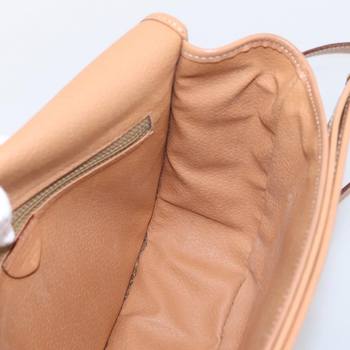 Celine Vintage Saddle Flap Macadam Coated Canvas, Brown, Canvas, Shoulder Bag