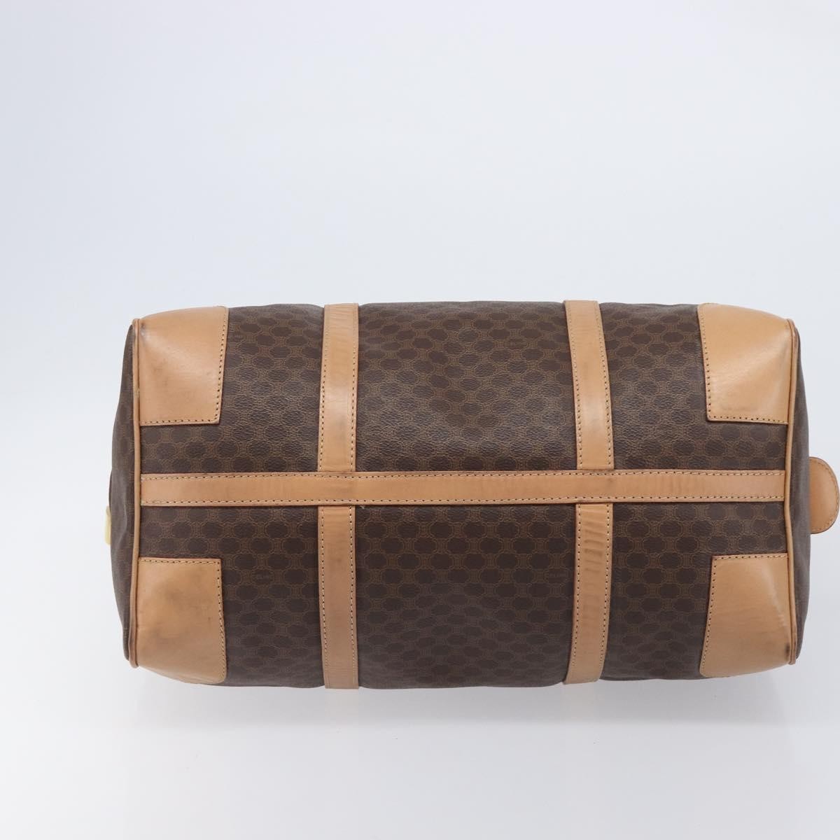 Celine Vintage Duffle Macadam Coated Canvas, Brown, PVC, Handbag
