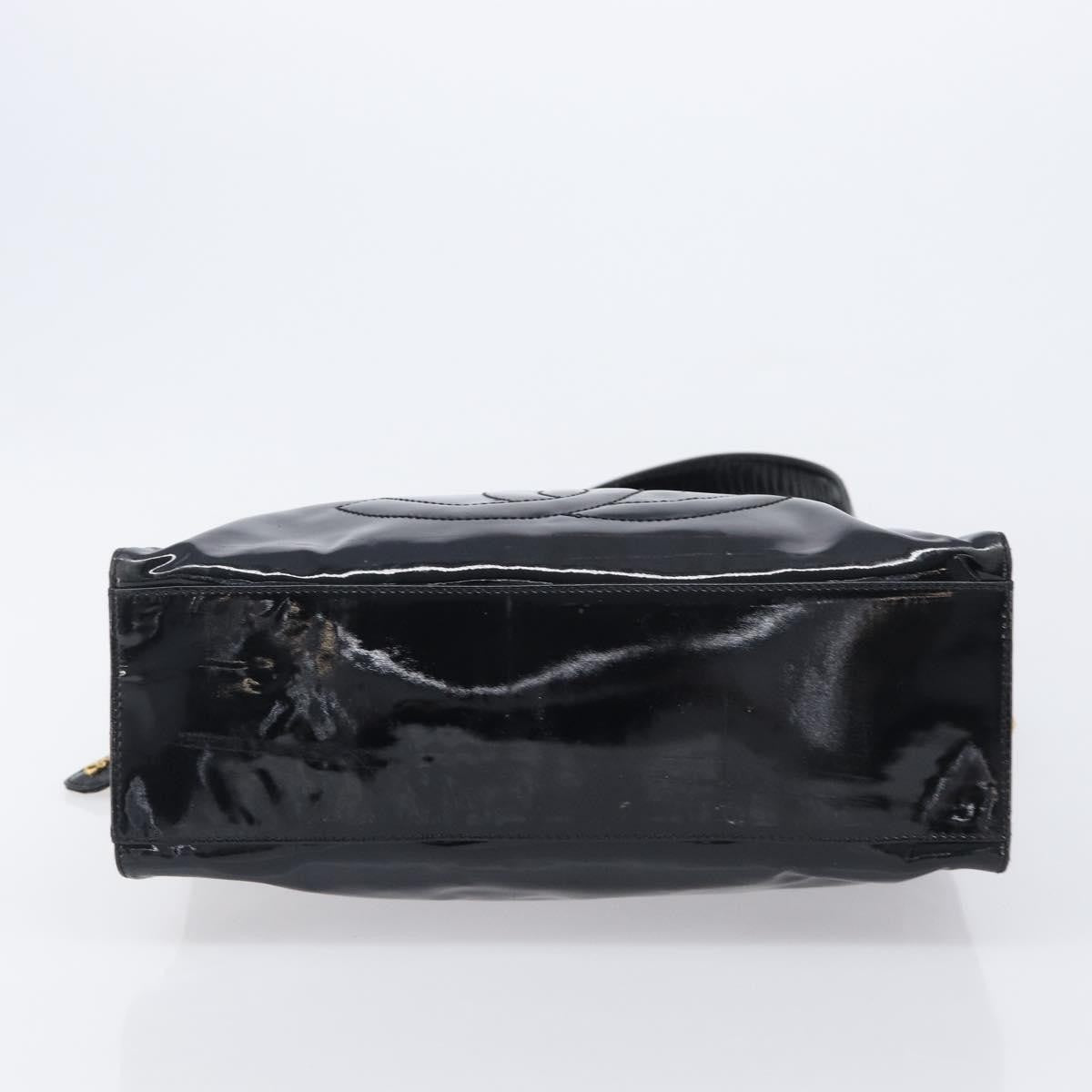 Chanel Coco Mark Patent Leather, Black, Patent Leather, Shoulder Bag