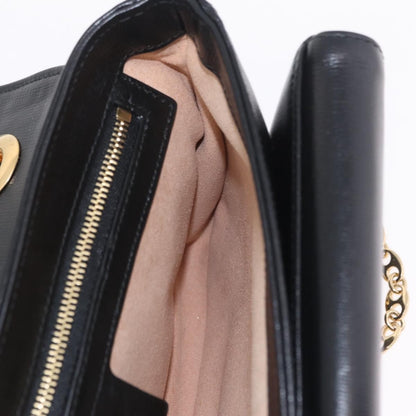 Gucci Marina Chain Flap Leather, Black, Leather, Shoulder Bag