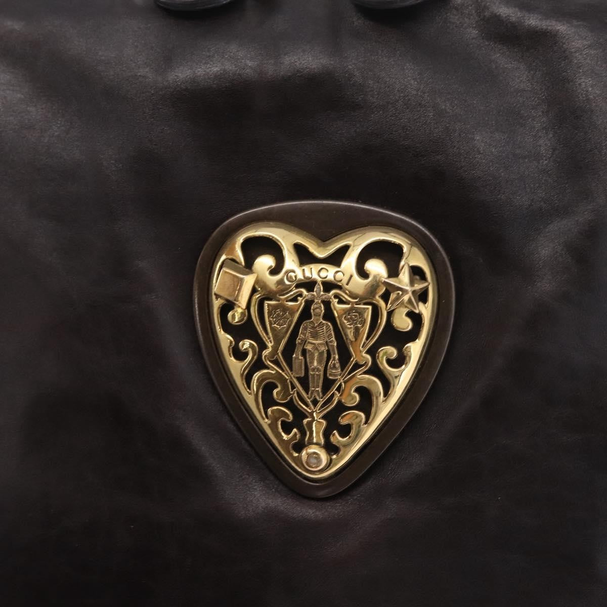 Gucci Babouska Heart Dome Satchel Leather, Black, Leather, Handbag