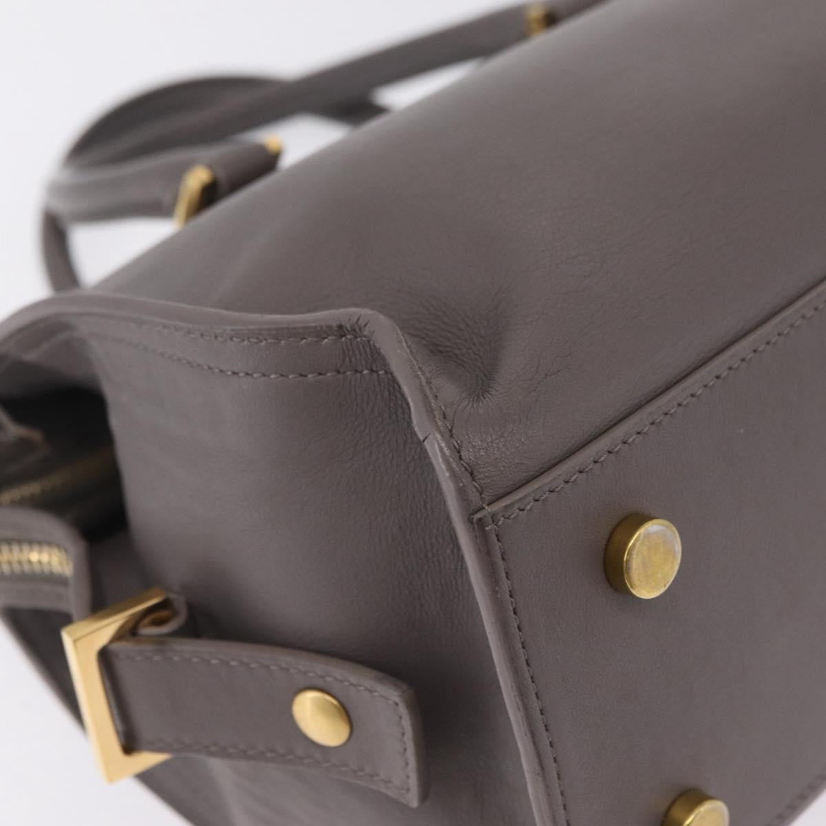 Saint Laurent Monogram Cabas Leather, Gray, Leather, Tote Bag