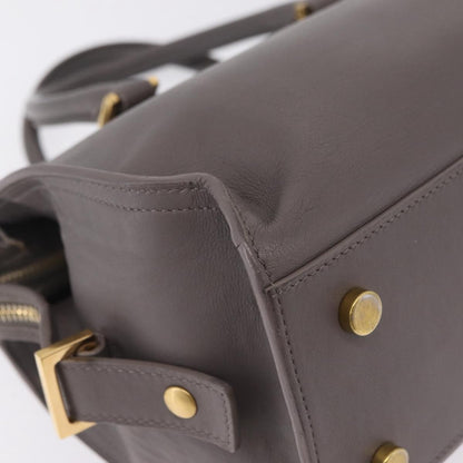 Saint Laurent Monogram Cabas Leather, Gray, Leather, Tote Bag