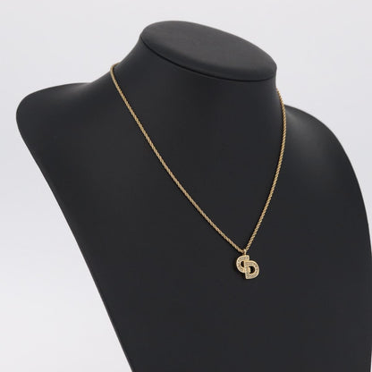 Christian Dior CD Pendant Metal and Crystals, Gold, Metal, Necklace