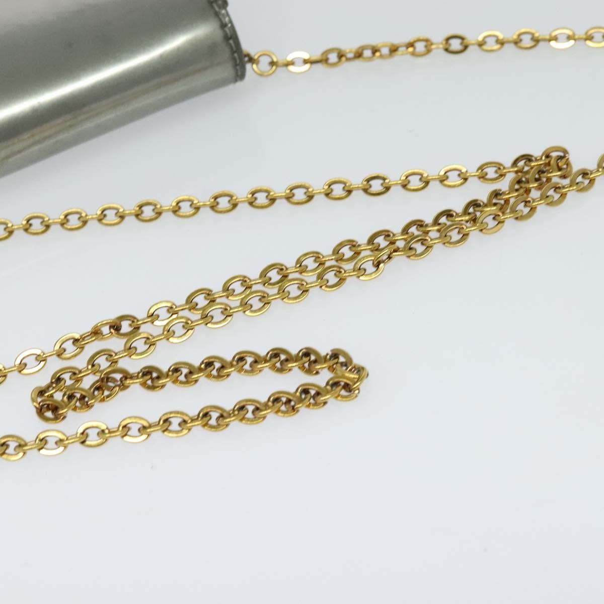 Louis Vuitton Chain Louise Clutch Patent, Silver, Patent Leather, Clutch