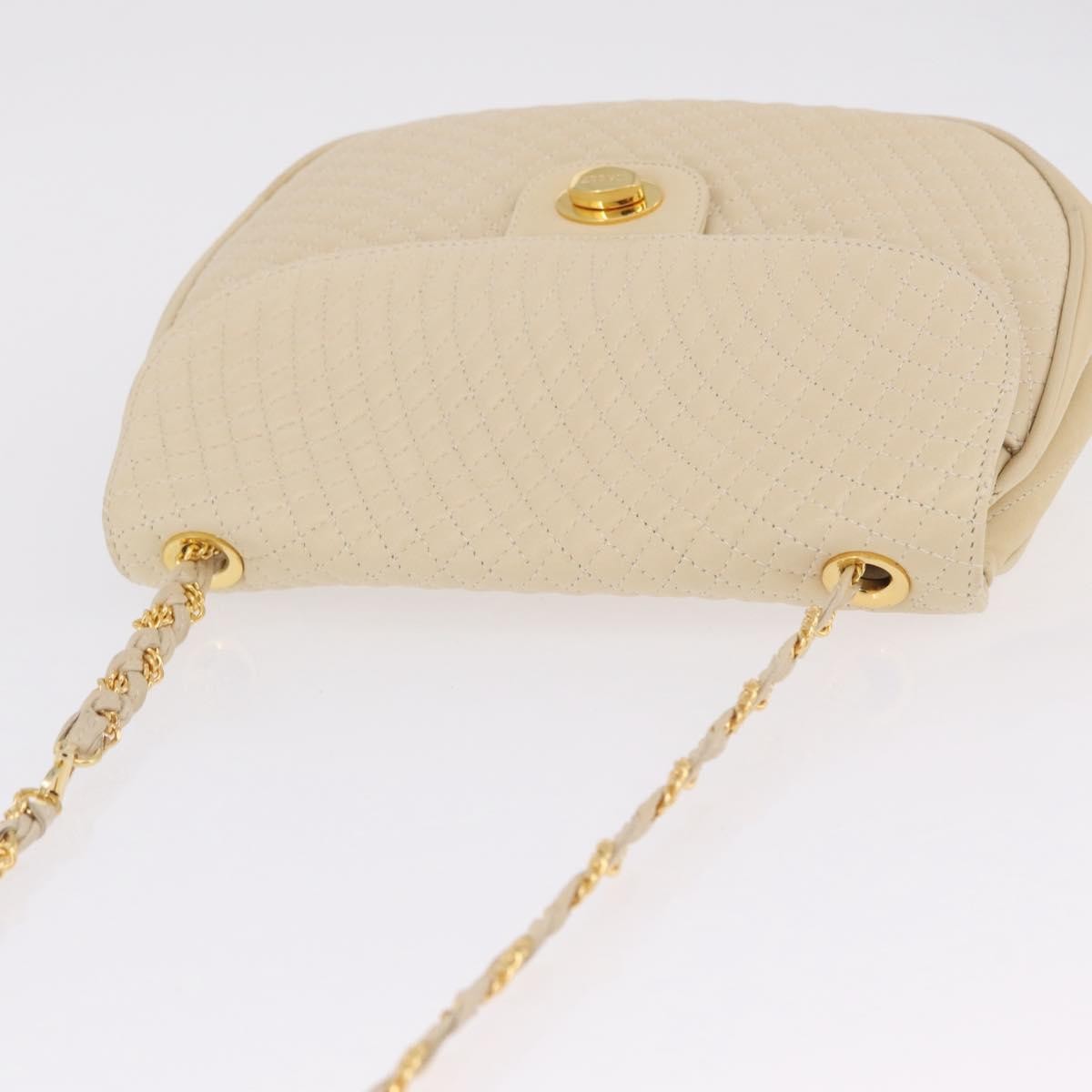 Bally Vintage Chain Quilted Leather, Neutral, Leather, Shoulder Bag