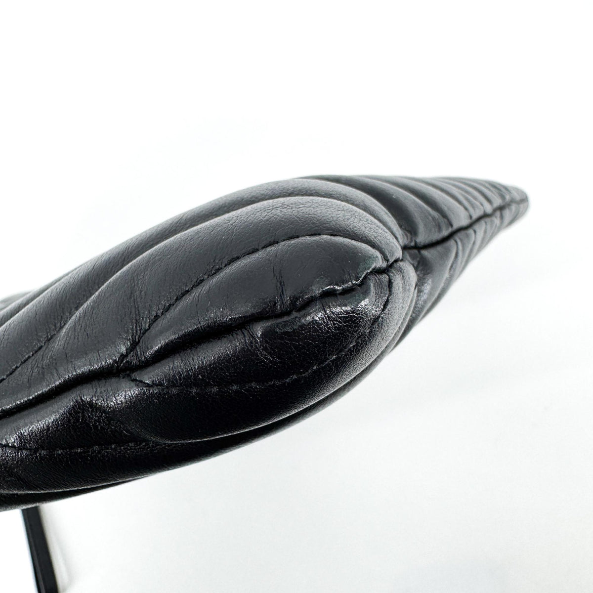 Saint Laurent Puffy Zip Patent, Black, Leather, Clutch