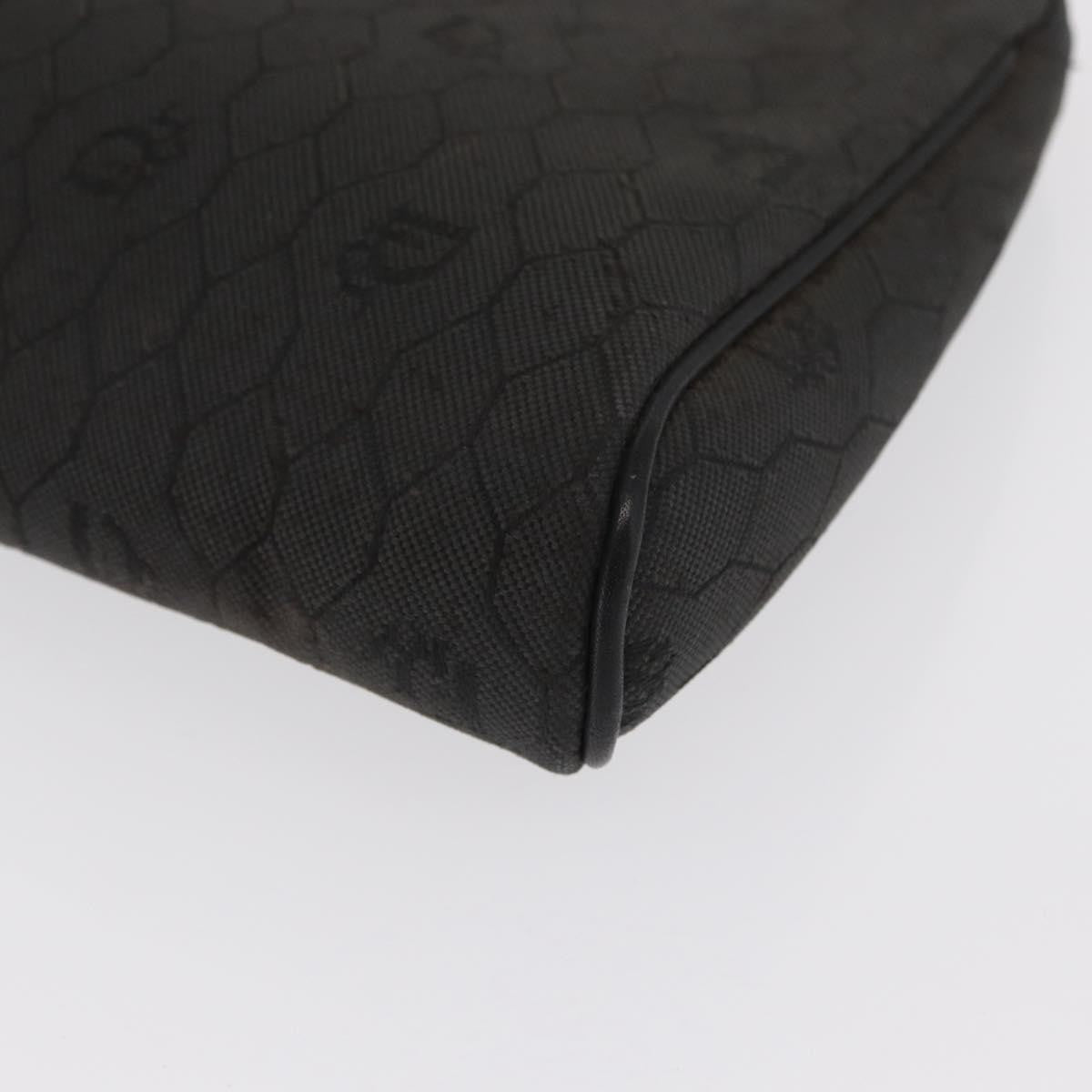 Christian Dior Vintage Honeycomb Zip Coated Canvas, Black, Canvas, Clutch
