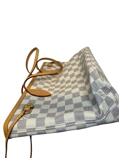 Louis Vuitton Neverfull Tote Damier, WHITE, CANVAS, Tote bag