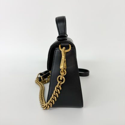 Gucci GG Marmont Top Handle Bag Leather, Black, Leather, Handbag