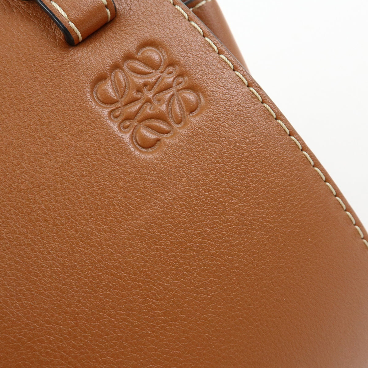 Loewe Hammock Leather and Canvas, Brown, Leather, Handbag