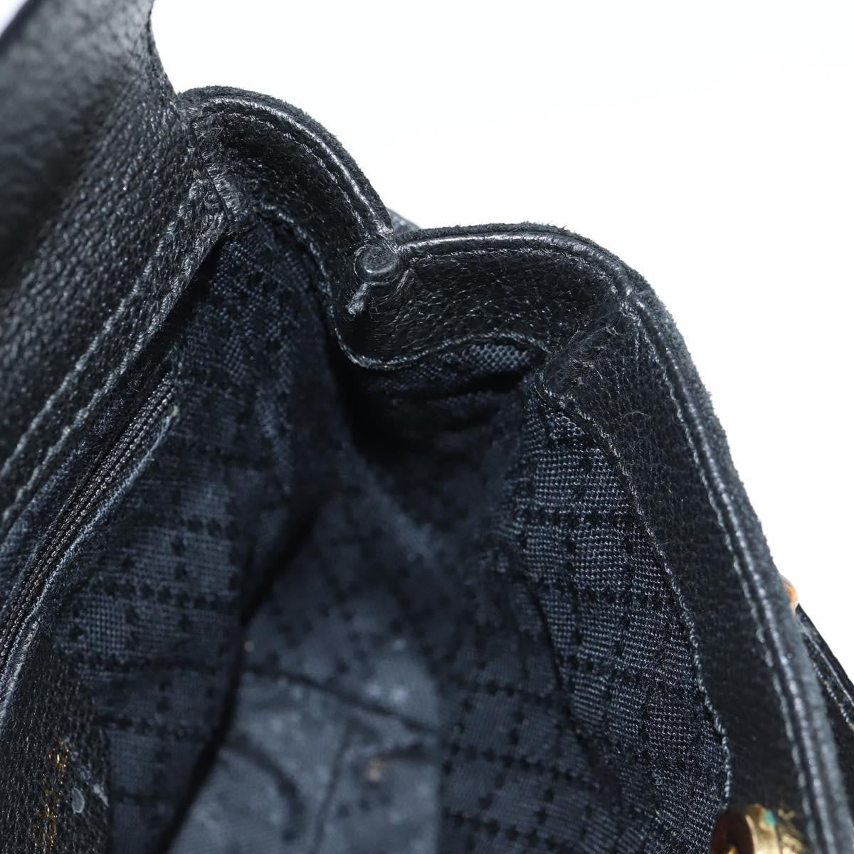 Gucci Vintage Bamboo Front Pocket Suede, Black, Suede, Tote Bag