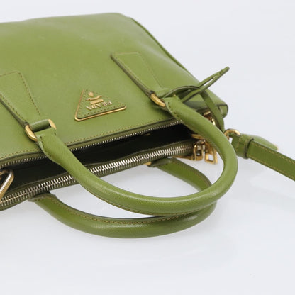 Prada Galleria  Strap Leather, Green, Leather, Handbag