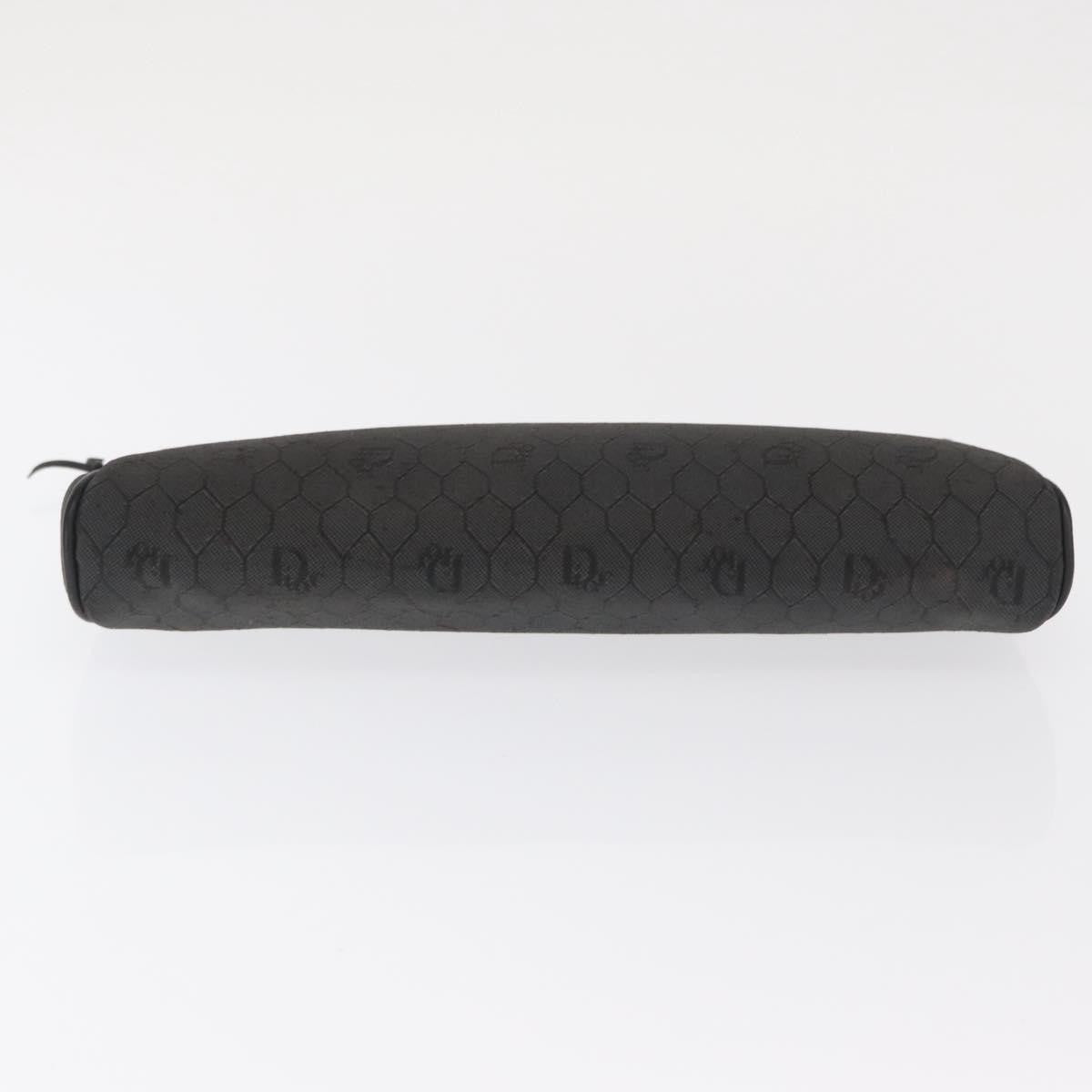 Christian Dior Vintage Honeycomb Zip Coated Canvas, Black, Canvas, Clutch