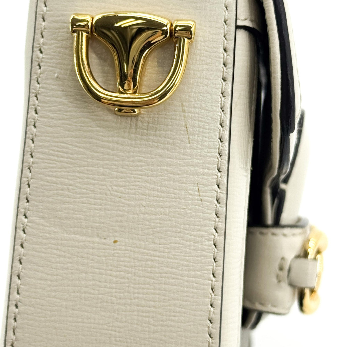 Gucci Horsebit 1955 GG Coated Canvas with Leather, White, Canvas, Shoulder Bag