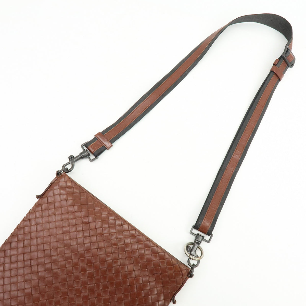 Bottega Veneta Flat Messenger Intrecciato Nappa, Brown, Leather, Handbag