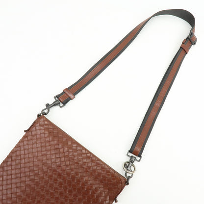 Bottega Veneta Flat Messenger Intrecciato Nappa, Brown, Leather, Handbag