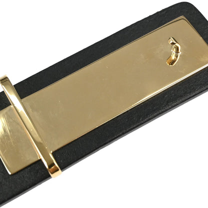 Chanel Plaque Buckle Belt Leather, Black, Leather, Belt