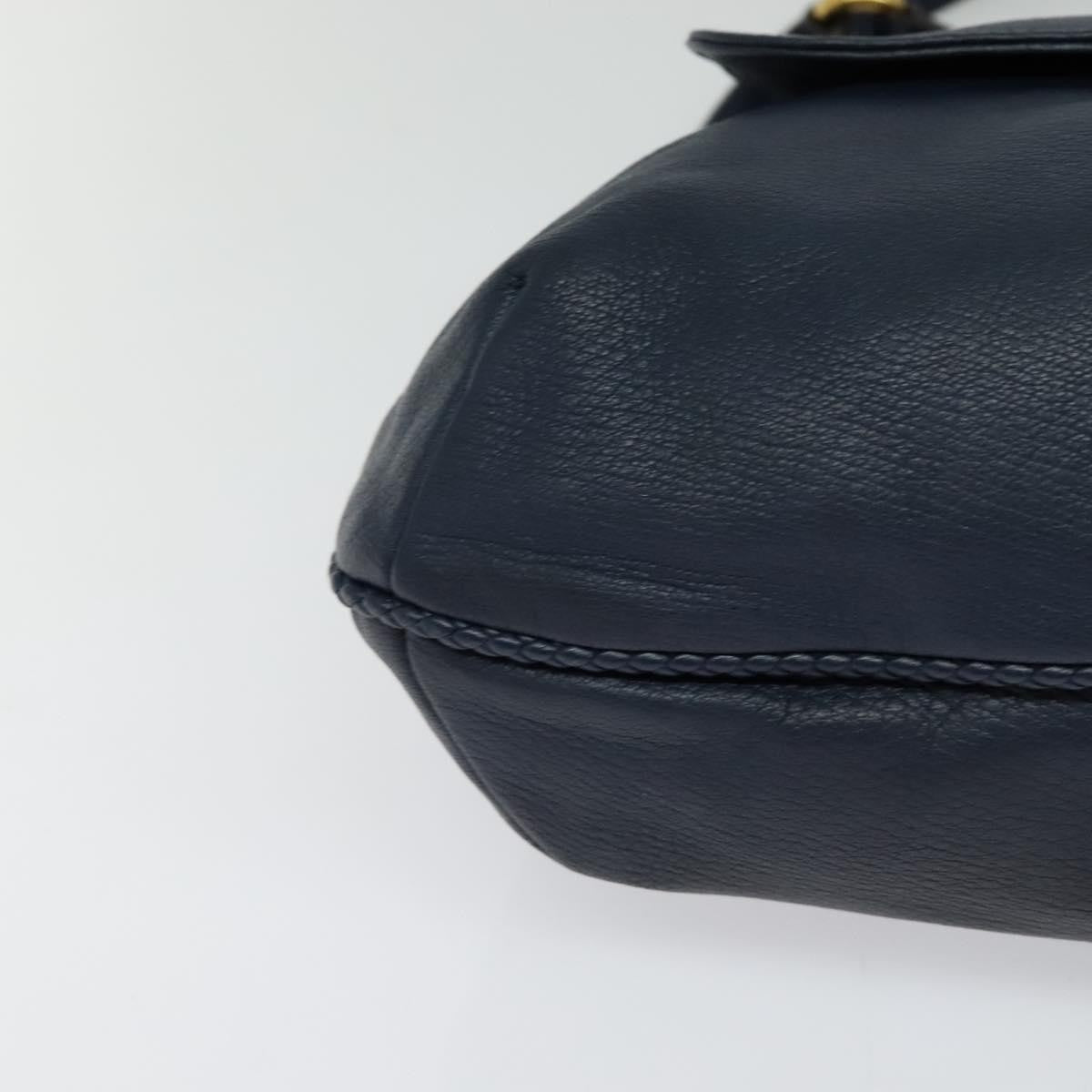 Gucci Hip Bamboo Flap Leather, Blue, Leather, Handbag