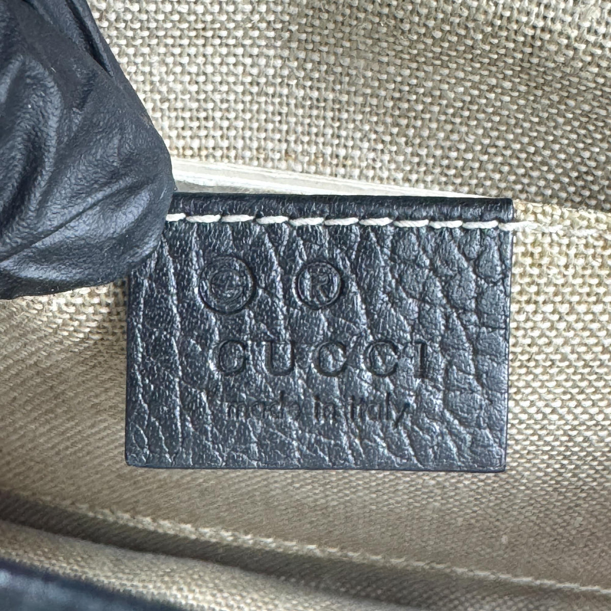 Gucci Interlocking Leather, Black, Leather, Shoulder Bag