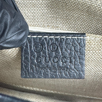 Gucci Interlocking Leather, Black, Leather, Shoulder Bag