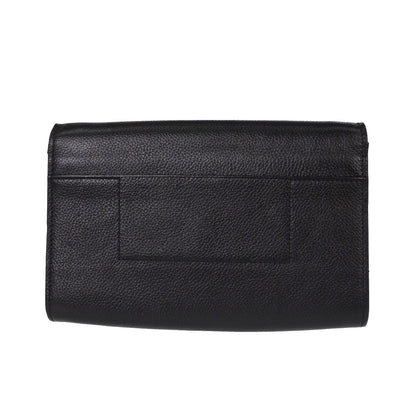 Balenciaga Logo Wallet with Strap Embossed Leather, Black, Leather, Crossbody Bag