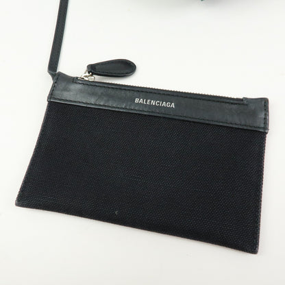 Balenciaga Navy Cabas Canvas with Leather, Black, Canvas, Tote Bag