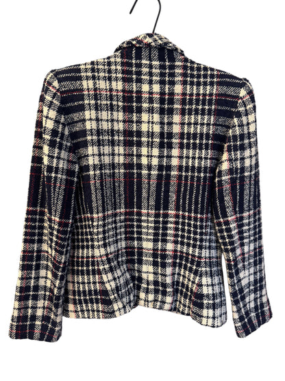 Brandsamsara Emanuel Ungaro long sleeve jacket in a multicolor plaid wool-blend fabric on a hanger