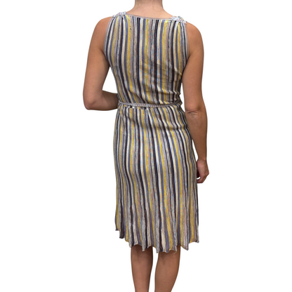 Brandsamsara Missoni sleeveless dress in a multicolor striped cotton blend knit, shown from the back.
