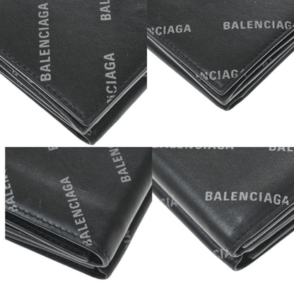 Balenciaga Logo Trifold Leather, Black, Leather, Wallet