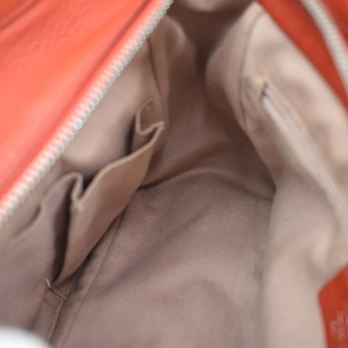 Salvatore Ferragamo Gancini Handle Leather, Orange, Leather, Tote Bag