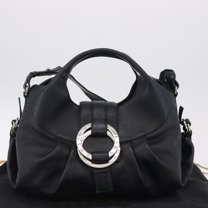 Bvlgari Chandra Hobo Leather, Black, Leather, Shoulder Bag