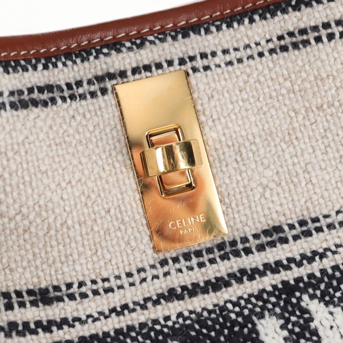 Celine Bucket 16 Raffia, Beige, Canvas, Handbag
