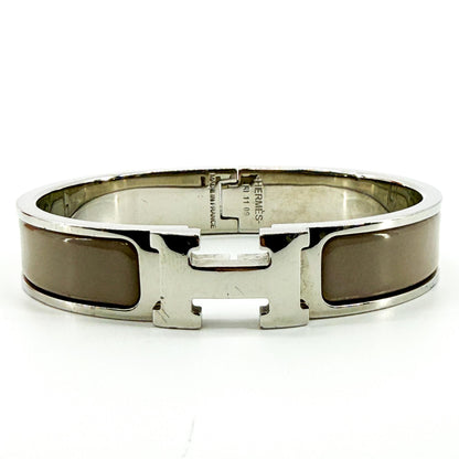 Hermes Clic H Enamel, Brown, Silver, Bracelet
